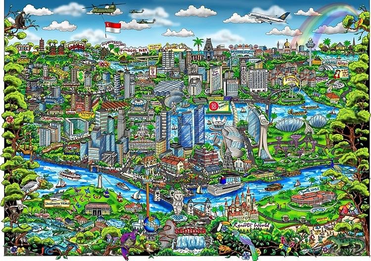 Spot Your Favourite Local Haunts In Artist Charles Fazzinos 3 D Painting Of Singapore